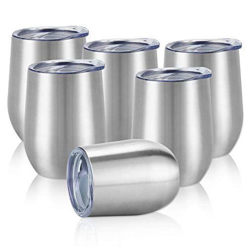 8 Pack 12Oz Copos de Vinho de Aço Inoxidável, Copo de Vinho Isolado, Taça de Vinho Isolada de Parede Dupla, Taças de Vinho Sem Haste de Aço Inoxidável com Tampas para Café, Vinho, Cocktails, Champaign, Prata - Lifecapido Imagem de 8 Pack 12Oz Copos de Vinho de Aço Inoxidável, Copo de Vinho Isolado, Taça de Vinho Isolada de Parede Dupla, Taças de Vinho Sem Haste de Aço Inoxidável com Tampas para Café, Vinho, Cocktails, Champaign, Prata