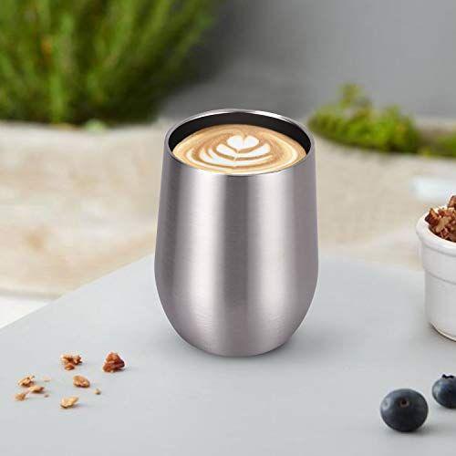 8 Pack 12Oz Copos de Vinho de Aço Inoxidável, Copo de Vinho Isolado, Taça de Vinho Isolada de Parede Dupla, Taças de Vinho Sem Haste de Aço Inoxidável com Tampas para Café, Vinho, Cocktails, Champaign, Prata - Lifecapido Imagem de 8 Pack 12Oz Copos de Vinho de Aço Inoxidável, Copo de Vinho Isolado, Taça de Vinho Isolada de Parede Dupla, Taças de Vinho Sem Haste de Aço Inoxidável com Tampas para Café, Vinho, Cocktails, Champaign, Prata