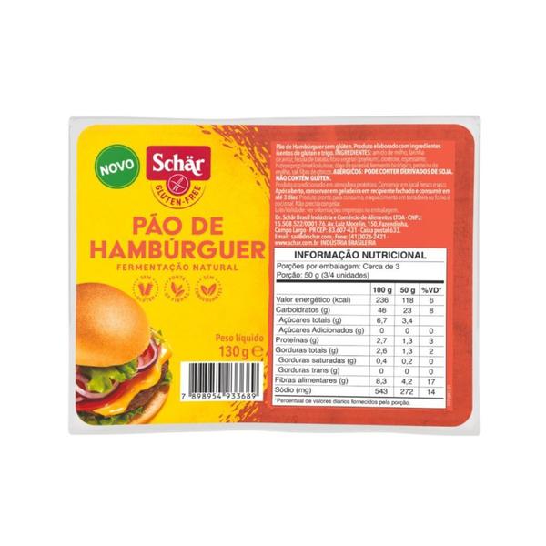Imagem de 8 pacotes de Pão de Hambúrguer Sem Glúten Sem Lactose Schär 130g