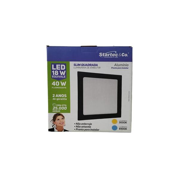 Imagem de 8 Painel Luminária Plafon Preto Led Embutir 18W Quadrado