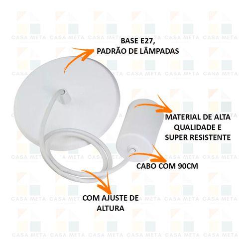 Imagem de 8 Pendente Cabo Ajustável Dot Metal Retrô Branco Taschibra