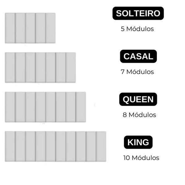 Imagem de 8 Placas Adesivas Modulada Cabeceira Retangular - Módulo 20x60 Cama Queen