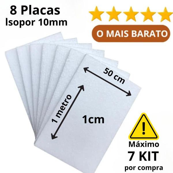 Imagem de 8 Placas de Isopor 10mm 100cm x 50cm x 1cm Forro - ECO ISO