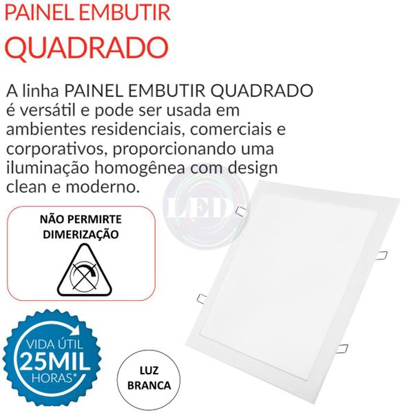 Imagem de 8 Plafon Led Embutir Quadrado 24w 30x30 Branco Frio 6500k