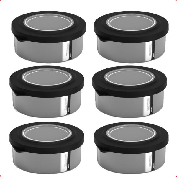 8 Pote p/ Alimentos 370ml Metallic Redondo C/Tampa Bpa Free - Potte Imagem de 8 Pote p/ Alimentos 370ml Metallic Redondo C/Tampa Bpa Free
