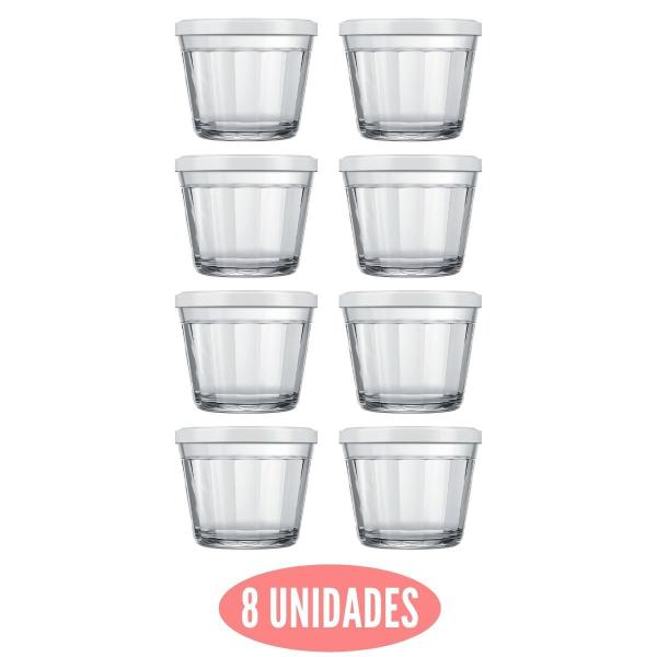 Imagem de 8 Potes Americano 150ml Vidro Potinhos P Tempero e Papinhas