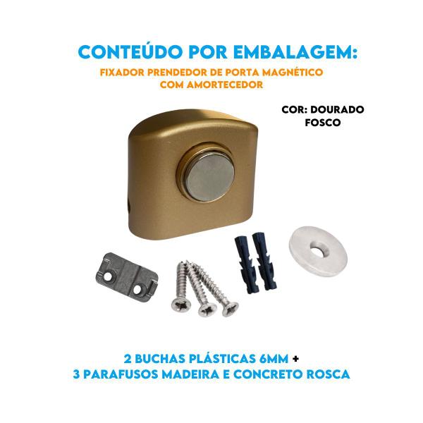 Imagem de 8 Prendedor de Porta Metal Fixador Com Imã Batedor Em Zamac