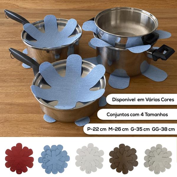 Imagem de 8 Protetor Térmico de Panela e Pratos de Aço Inox, Porcelana, Cerâmica, Vidro e Madeira - Sisal Azul - Protege Mesa