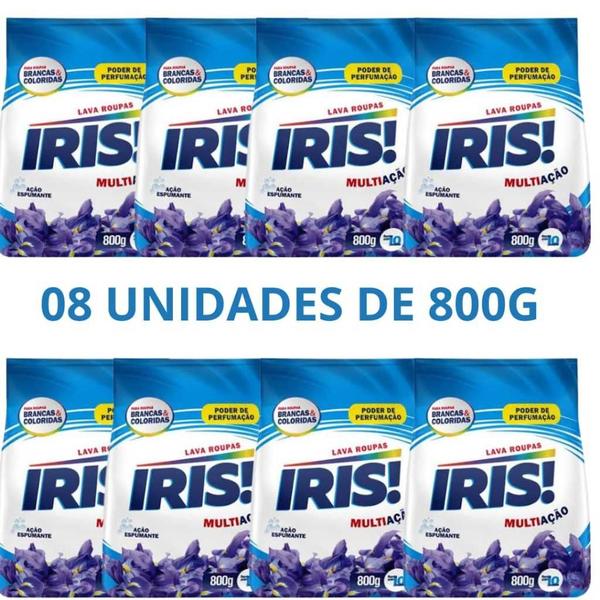 Imagem de 8 Sabão em Pó Iris 800g Lava Roupas Perfumado Lavanderia Envio Imediato