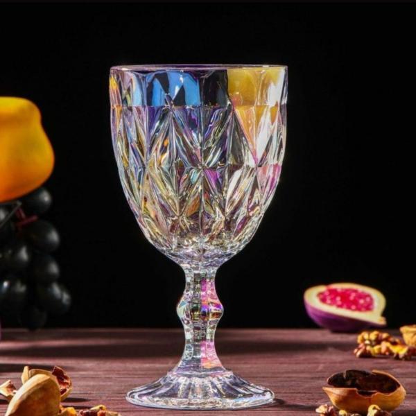 Imagem de 8 Taça Diamante Furta-Cor 340ML Suco Água Elegante Buffet