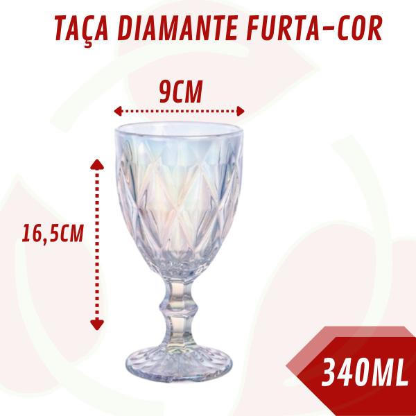 Imagem de 8 Taça Diamante Furta-Cor 340ML Suco Água Elegante Buffet