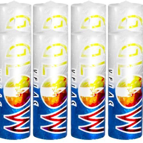 8 Velas De 7 Dias Branca e Azul 100% Parafina Pura 260g - GLOW VELAS Imagem de 8 Velas De 7 Dias Branca e Azul 100% Parafina Pura 260g