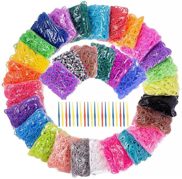 8000 Elástico Pulseira + Clip S + Agulha Liguinha Loom Band - Hand