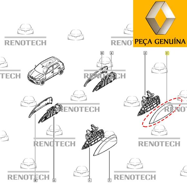 806b12293r - capa do puxador externo da porta esquerda - 2016 em diante - kwid - RENAULT GENUINA Imagem de 806b12293r - capa do puxador externo da porta esquerda - 2016 em diante - kwid