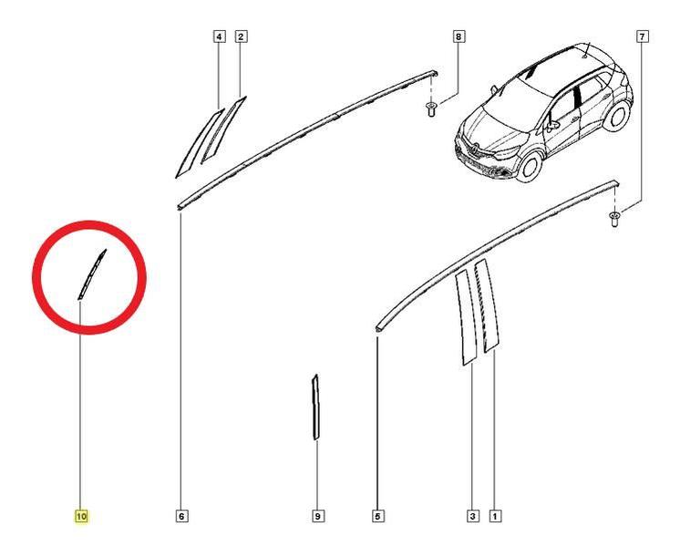 Imagem de 808702752r - friso porta dianteira direito captur 2017 em diante