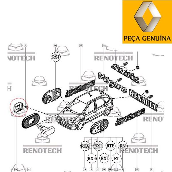 Imagem de 8200027424 - emblema dianteiro - logo renault - megane i / clio ii / laguna ii / kangoo express / scenic i / kangoo / megane i sedan