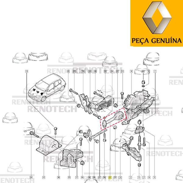 Imagem de 8200493821 - coxim central alumínio original - scenic/kangoo 1.6 16v 2001 - kangoo express / scenic i