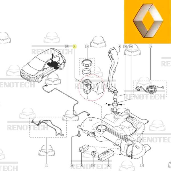 Imagem de 8200559256 - bomba de combustível completa - motor 1.6 16v flex - acima 2006 - megane ii