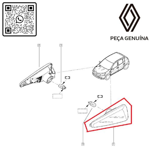 Imagem de 8200602763 - lanterna do pisca lateral esquerdo - 2008 a 2014 - sandero / symbol