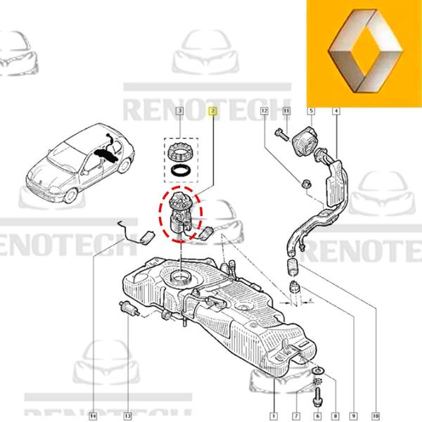 Imagem de 8200610284 - bomba de combustível completa - motores hi-flex 1.0 16v d4d / 1.6 8v k7m / 1.6 16v k4m - a partir de 2004 - clio ii / symbol