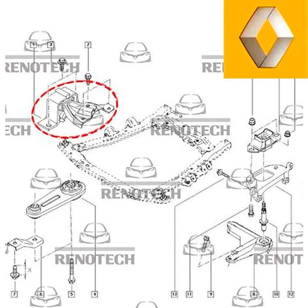 Imagem de 8200644289 - coxim do motor direito - para motor 1.6 8v k7m - até 2014 - sandero / logan