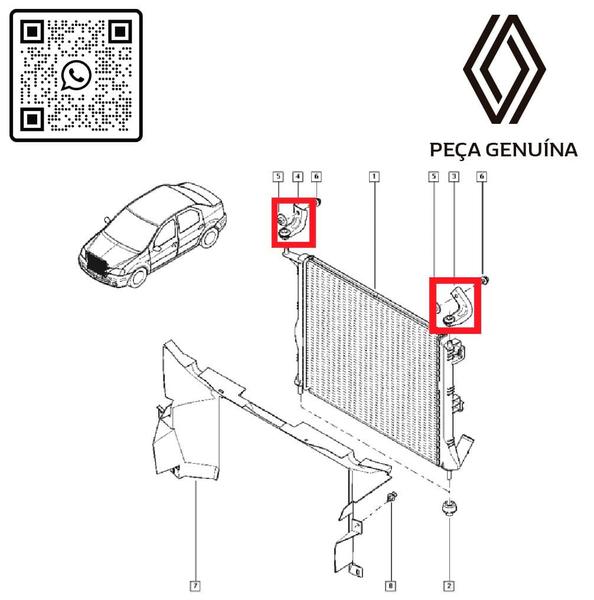 Imagem de 8200765567 - kit com suporte superior do radiador - direito e esquerdo - motor 1.6 8v k7m/1.6 16v k4m - 2007 a 2014 - logan/sandero