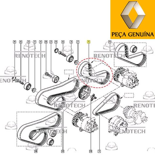 Imagem de 8200830187 - correia do ar condicionado ou direção hidráulica - sem ar condicionado - 4pk908 - 1.0 8v / 1.0 16v / 1.2 8v d7f - 1998 a 2016 - sandero i