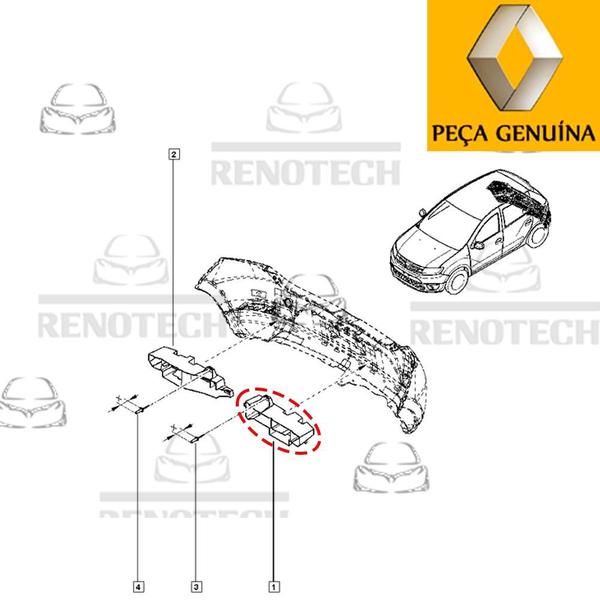 Imagem de 850909085r - absorvedor de impacto esquerdo do para-choque traseiro - renault sandero - 2013 a 2019