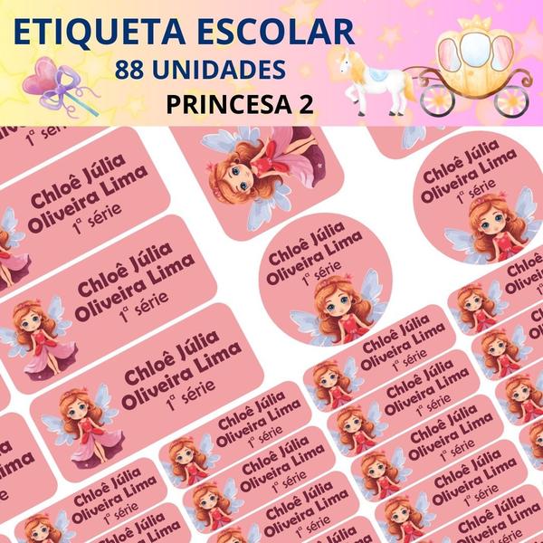 Imagem de 88 Etiquetas Escolares Personalizado Vinil Princesa