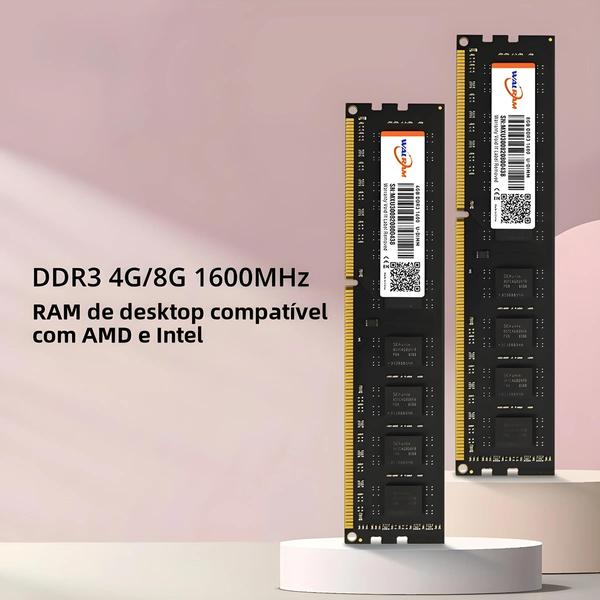 Imagem de 8GB 1600MHz DDR3 RAM Desktop Memória PC3 4GB 12800U 240Pin 15V Sem ECC UDIMM Walram Memoria