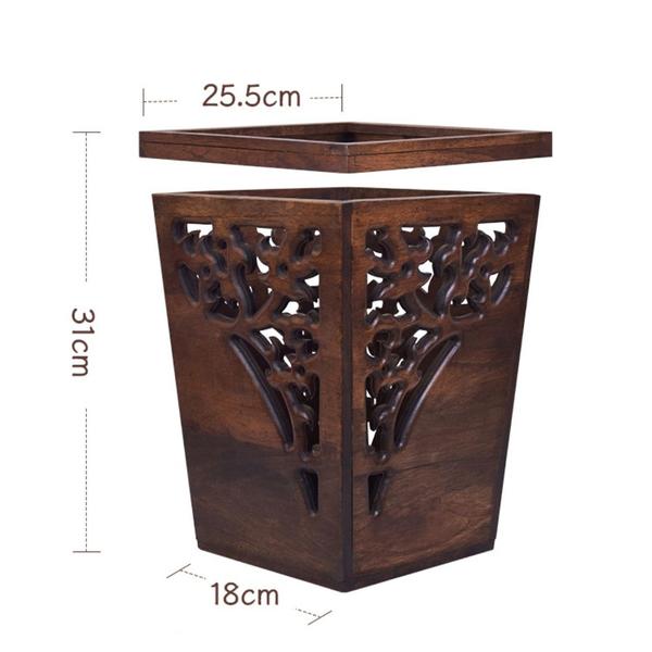 Imagem de 8LThailand Solid Wood Trash Can, Light Luxury Creative Retro