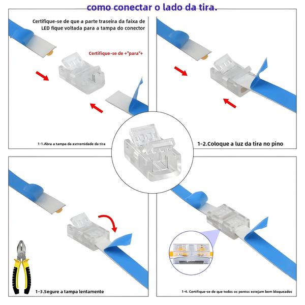 Imagem de 8mm 10mm L Forma Cob Led Strip Conectores 2 Pinos Fita Luzes Braçadeiras Fixas Para Smd 5050 2835