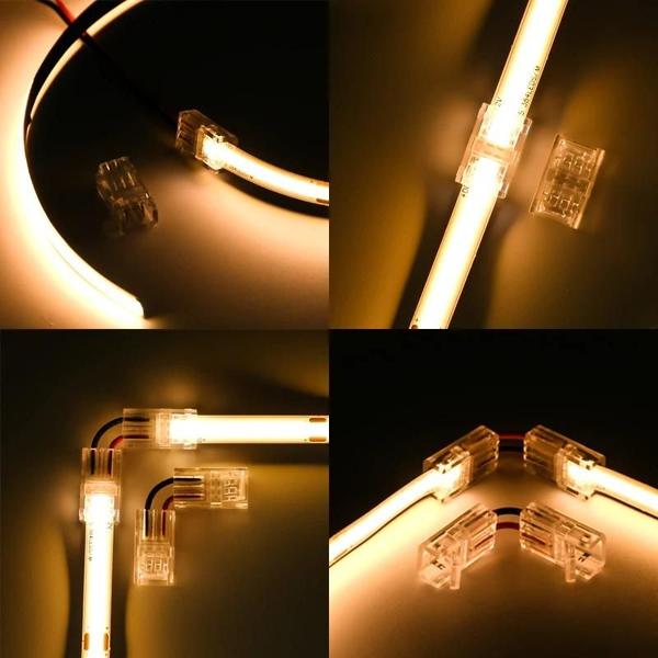 Imagem de 8mm 10mm L Forma Cob Led Strip Conectores 2 Pinos Fita Luzes Braçadeiras Fixas Para Smd 5050 2835