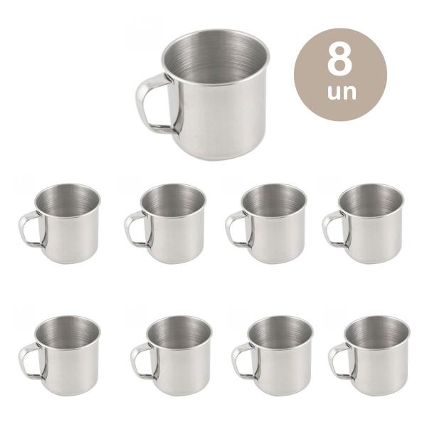 Imagem de 8un Caneca copo alumínio café chá 150ml xícara cozinha