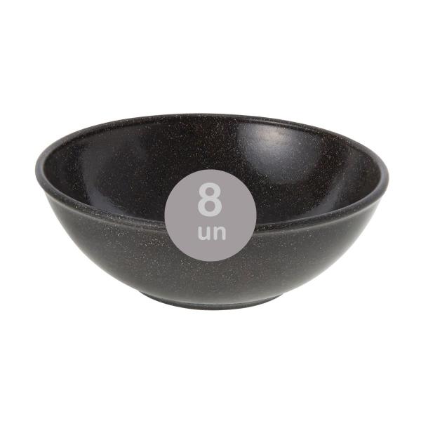 Imagem de 8un  Tigela bowl 1lt salada petisco Preto 18,5cm