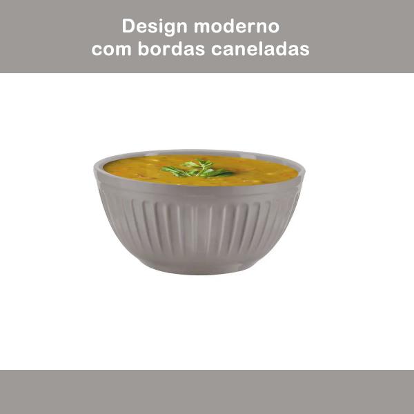 Imagem de 8un Tigela bowl Cumbuca Melamine Plissé 500ml caldo sopa