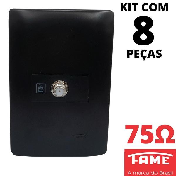 Imagem de 8un Tomada Para Antena De Tv Para Cabo Coaxial Com Placa Habitat Black FAME