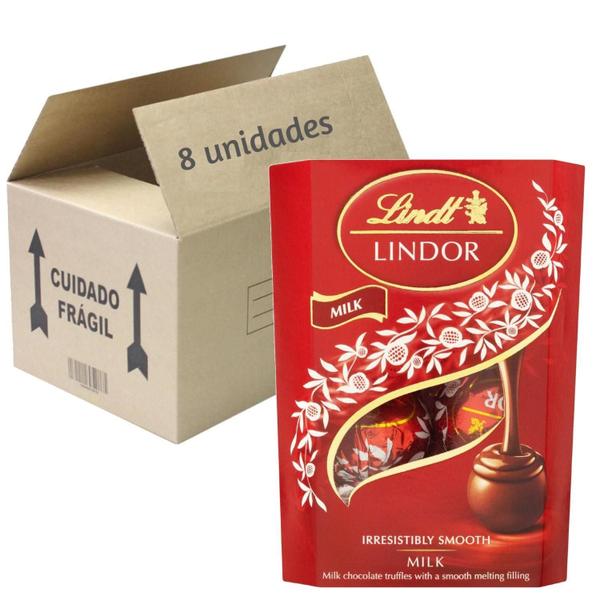 Imagem de 8X Bombom Chocolate Suiço Lindt Lindor Ao Leite 37G