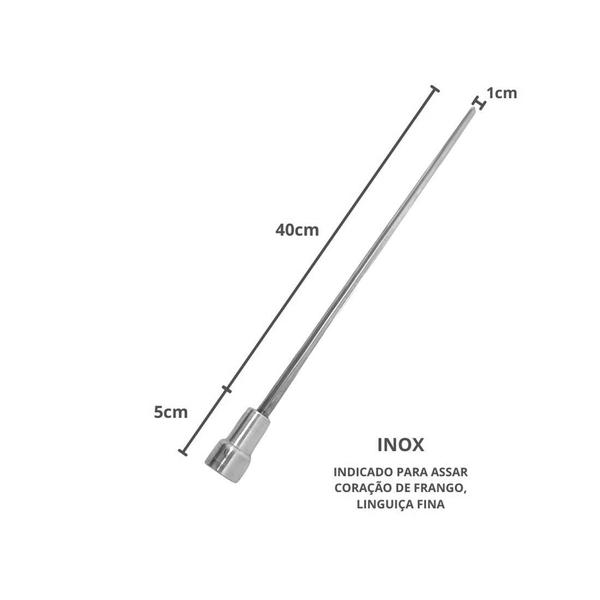 Imagem de 8x Espetos De Inox 40cm Espada, Duplo e Coração - Churrasc