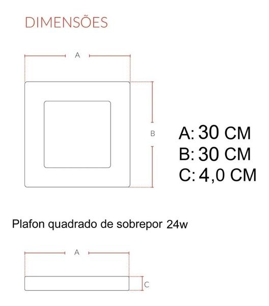 Imagem de 9 Plafon Painel Quadrado Sobrepor 24w Branco Neutro 4000k