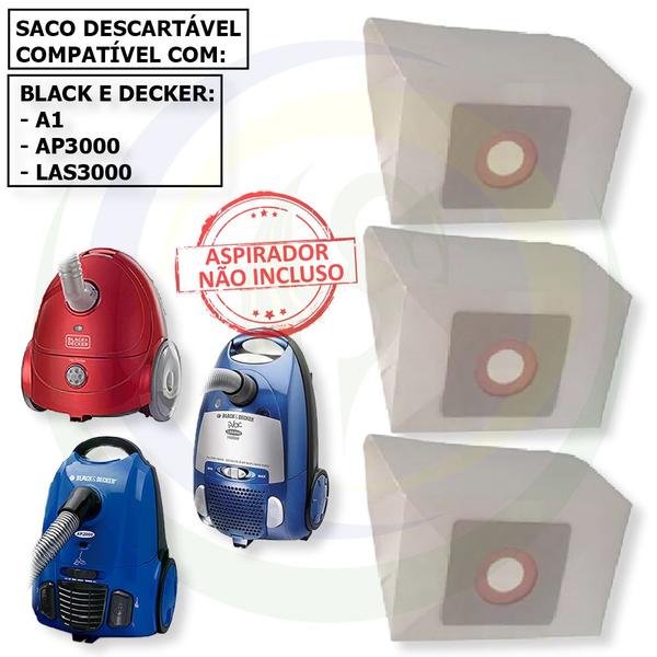 Imagem de 9 Sacos Descartável Filtro Coletor Refil Aspirador de Pó Black e Decker A1 LAS3000 AP 3000 Cartucho Bag