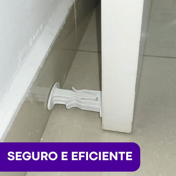 Imagem de 9 Trava Porta Batente Fixador Adesivo Rodapé Prendedor Amortecedor Marrom