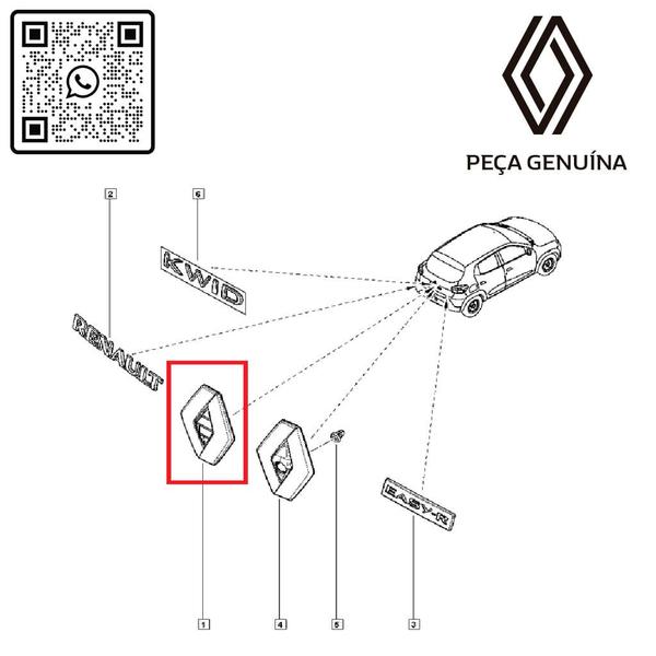 Imagem de 908898600r - emblema (símbolo) renault da tampa traseira - 2016 em diante - kwid