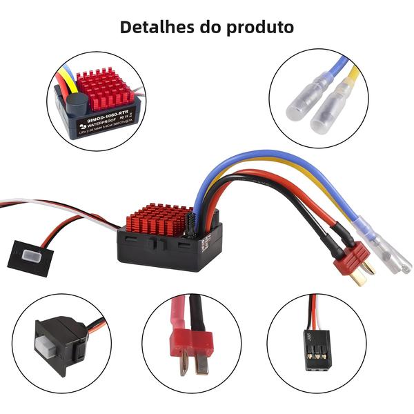 Imagem de 9IMOD 60A escovado Fahrregler Fahrtenregler controlador de velocidade ESC Dokument 1/10 RC Car