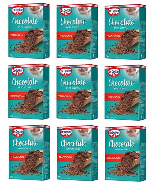 9un Chocolate Em Pó Solúvel Tradicional 200g - Dr. Oetker Imagem de 9un Chocolate Em Pó Solúvel Tradicional 200g - Dr. Oetker