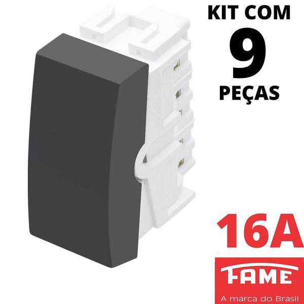 Imagem de 9un Módulo Interruptor Intermediário Four Way 16A Habitat Black FAME