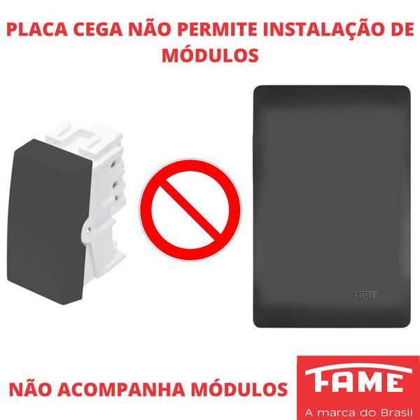 Imagem de 9un Placa 4X2 Cega Com Suporte Habitat Black FAME