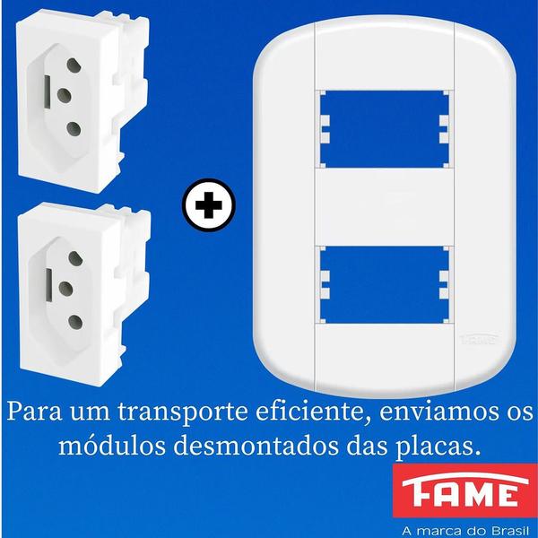 Imagem de 9un Tomada Padrão Dupla 2P+T 20A Com Placa Blanc Mais FAME