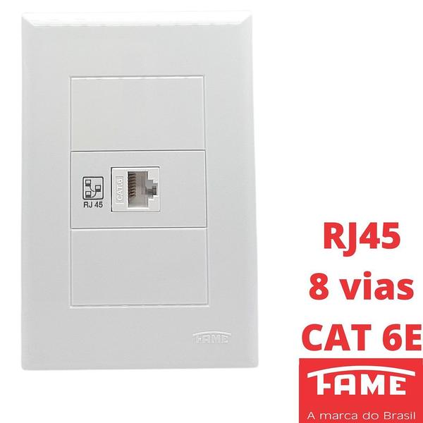 Imagem de 9un Tomada Rede RJ45 CAT 6E 8V Com Placa Evidence FAME