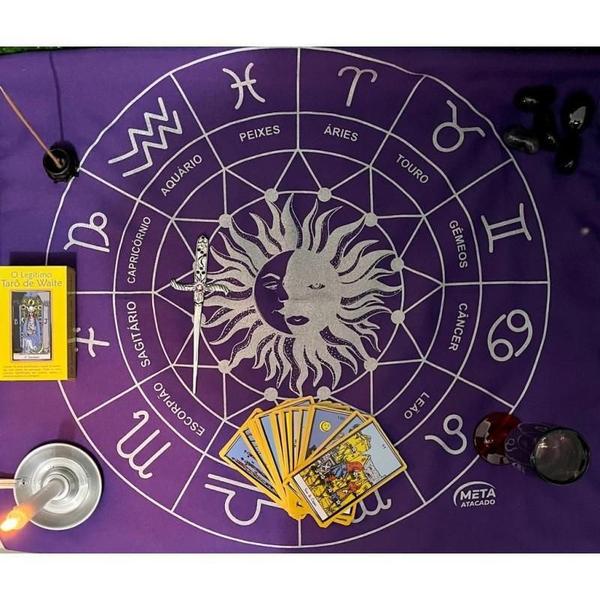 Imagem de A Legítima Toalha Zodiaco P Jogos Cartas 70X70Cm Roxa